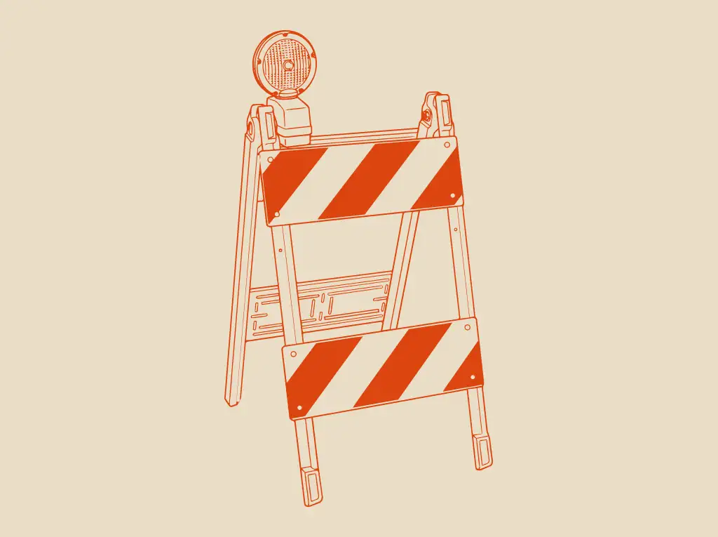 Construction barricade representing new meat processing resources coming soon