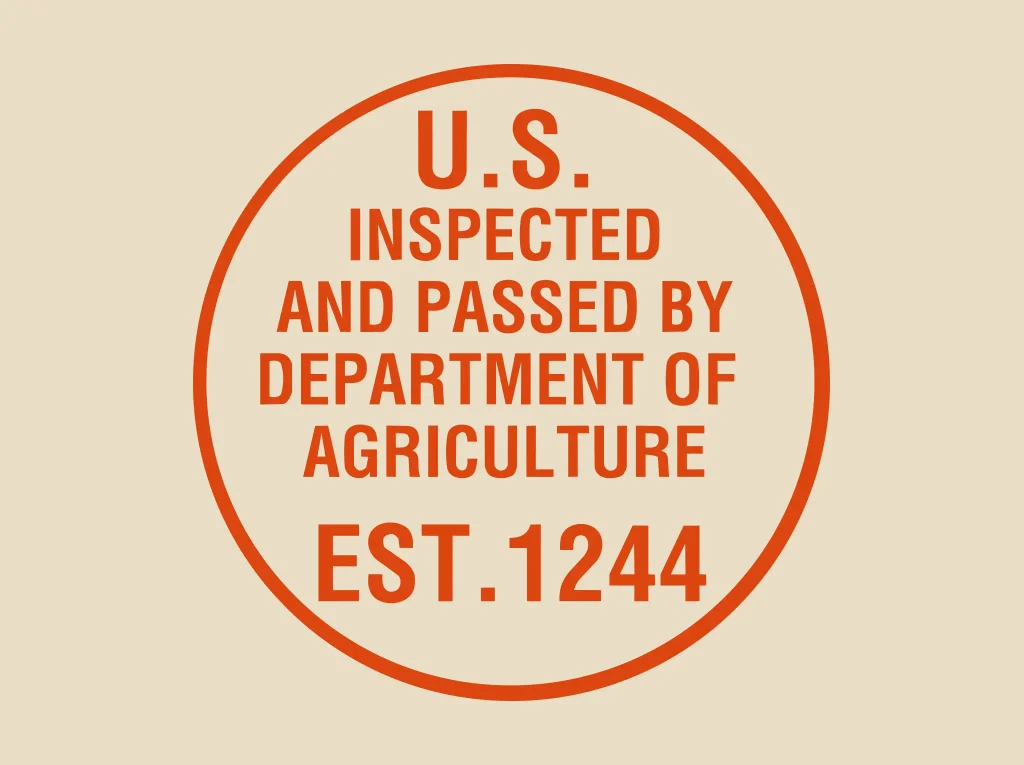 Federal meat inspection mark reading “U.S. Inspected and Passed by Department of Agriculture”